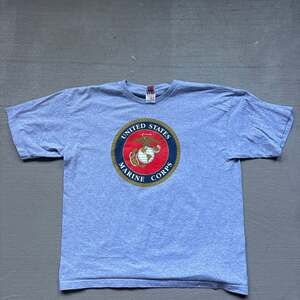 Bayside True American Made United States Marine Corps Graphic T-Shirt Gray XL